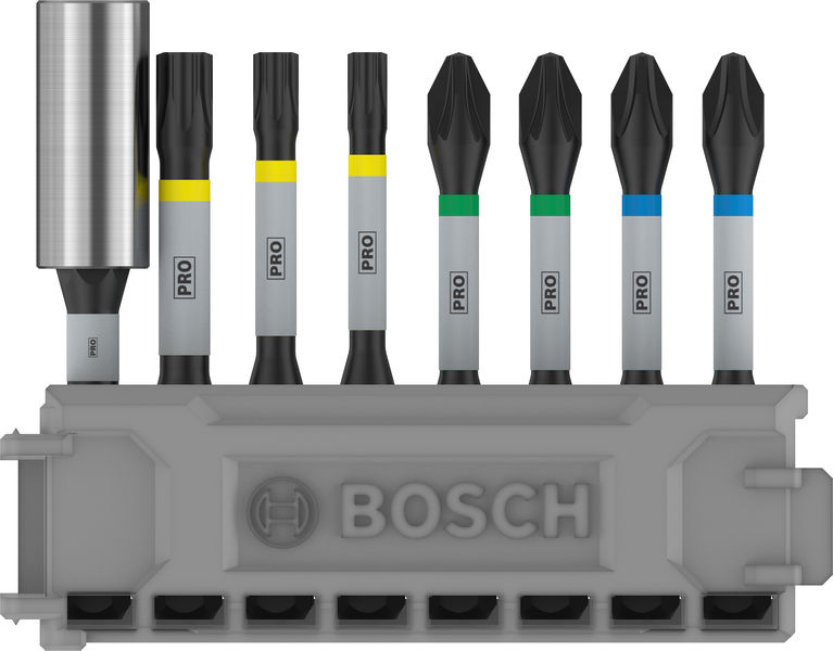 BOSCH PRO Impact Set mit Standard-Bithalter und Pick and Click-Index, 8-tlg. BOSCH PRO Impact Set mit Standard-Bithalter und Pick and Click-Index, 8-tlg.