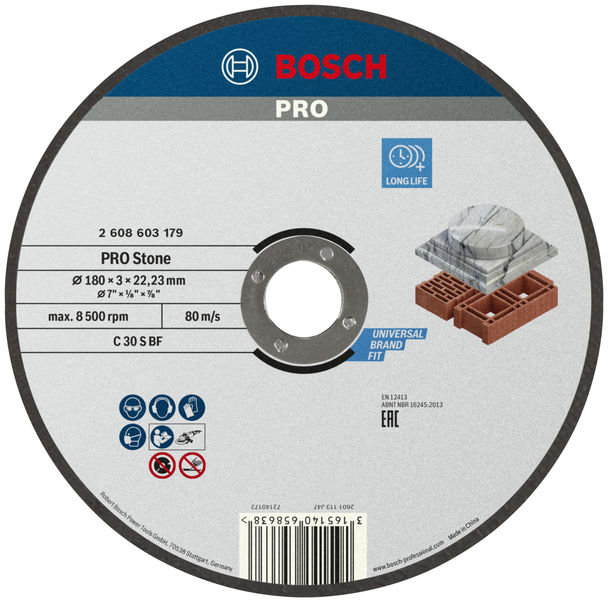 BOSCH PRO Stone Trennscheibe, 180 x 3 x 22.23 mm, gerade