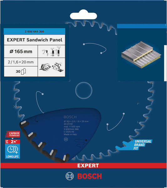 BOSCH EXPERT Sandwich Panel Kreissägeblatt, 165x2/1,6x20 mm, Z30 BOSCH EXPERT Sandwich Panel Kreissägeblatt, 165x2/1,6x20 mm, Z30