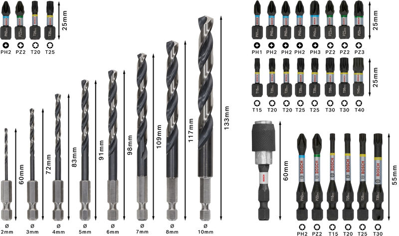 BOSCH PRO Impact Metal Set, Display, 6 x 35-tlg