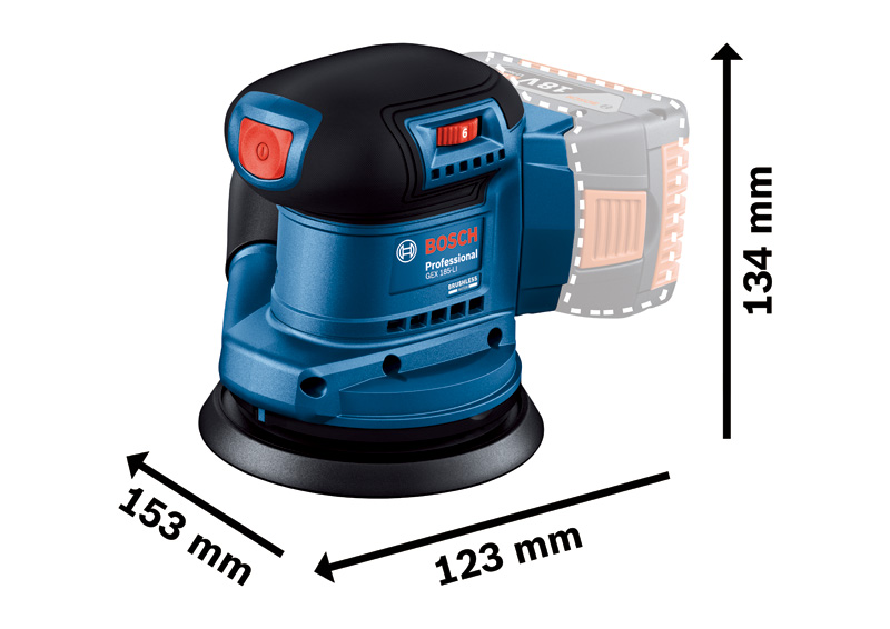 BOSCH Exzenterschleifer GEX 185-LI, 1 x Akku GBA 18V 4.0Ah im Handwerkerkoffer