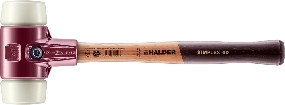 HALDER SIMPLEX-Schonhammer mit TE-Gehäuse und Holzstiel Ø 60 Nylon