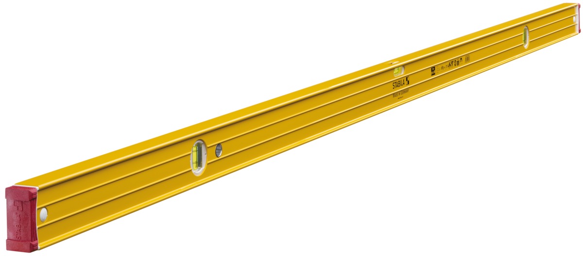 STABILA Magnet-Wasserwaage Type 96-2 M, 183 cm, extrasteifes Alu-Profil, extrastarke Seltenerd-Magnete, 1 Horizontal-/2 Vertikal-Libellen, stoßdämpfende Endkappen, Rutsch-Stopper, Made in Germany STABILA Magnet-Wasserwaage Type 96-2 M, 183 cm, extrasteifes Alu-Profil, extrastarke Seltenerd-Magnete, 1 Horizontal-/2 Vertikal-Libellen, stoßdämpfende Endkappen, Rutsch-Stopper, Made in Germany