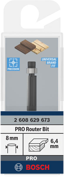 BOSCH PRO Bündigfräser mit untenliegendem Führungskugellager, Ø6,35 x L20, Schaft 8 mm BOSCH PRO Bündigfräser mit untenliegendem Führungskugellager, Ø6,35 x L20, Schaft 8 mm