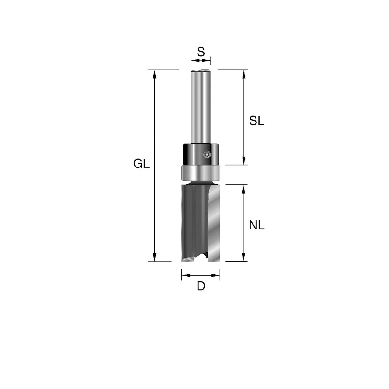 BRÜCK HW-Bündigfräser Typ 282 Z2 D=19mm NL=25mm GL=63mm S=8mm BRÜCK HW-Bündigfräser Typ 282 Z2 D=19mm NL=25mm GL=63mm S=8mm