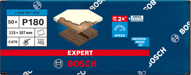 BOSCH EXPERT C470 Schleifblatt, 115x107mm, K180, 6 Löcher, 50-tlg. BOSCH EXPERT C470 Schleifblatt, 115x107mm, K180, 6 Löcher, 50-tlg.