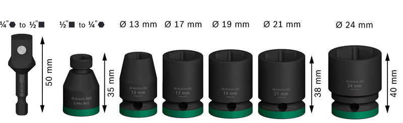 BOSCH PRO Steckschlüssel Set mit Adapter, 1/2 Zoll, Standard, 7?tlg. BOSCH PRO Steckschlüssel Set mit Adapter, 1/2 Zoll, Standard, 7?tlg.