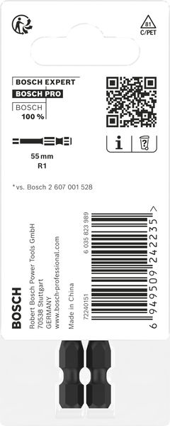 BOSCH PRO Robertson Impact Bit, R1, 55 mm, 2-tlg. BOSCH PRO Robertson Impact Bit, R1, 55 mm, 2-tlg.