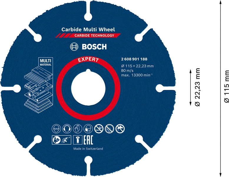 BOSCH EXPERT Carbide Multi Wheel Trennscheibe, 115 mm, 22,23 mm