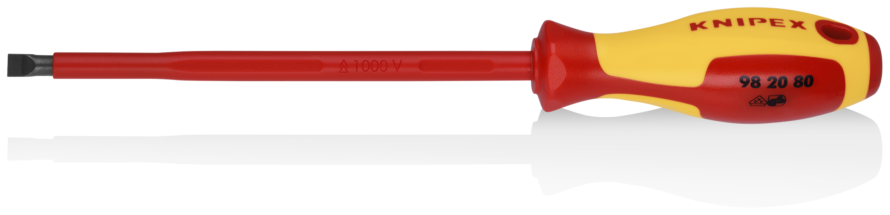 KNIPEX KNIPEX 98 20 80 Schraubendreher für Schlitzschrauben 295 mm brüniert isolierender Mehrkomponenten-Griff, VDE-geprüft