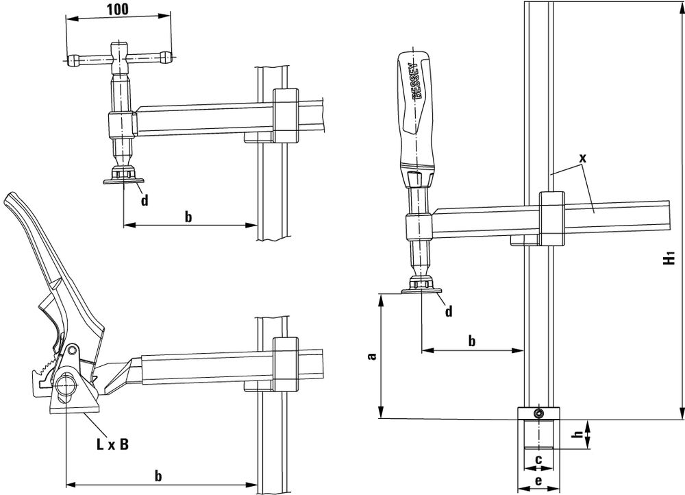 BESSEY Spannelement mit variabler Ausladung TWV