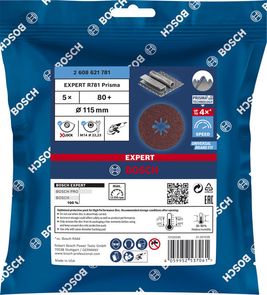 BOSCH EXPERT R781 Fiberscheibe X-LOCK, 115mm, K80, 5-tlg. BOSCH EXPERT R781 Fiberscheibe X-LOCK, 115mm, K80, 5-tlg.