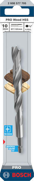 BOSCH PRO Wood HSS-Holzspiralbohrer, 10x87x133 mm BOSCH PRO Wood HSS-Holzspiralbohrer, 10x87x133 mm