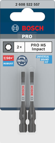 BOSCH PRO Hex Impact Bit, H5, 55 mm, 2-tlg. BOSCH PRO Hex Impact Bit, H5, 55 mm, 2-tlg.