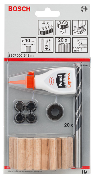 BOSCH 27-tlg. Holzdübel-Set, 10 mm BOSCH 27-tlg. Holzdübel-Set, 10 mm