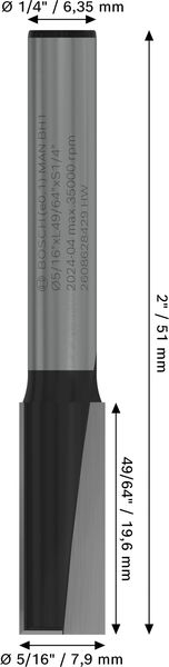BOSCH PRO Nutfräser, zweischneidig, Ø 5/16" x L 49/64", Schaft 1/4"