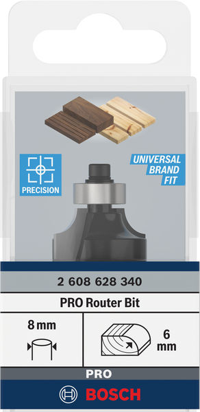 BOSCH PRO Abrundfräser, R 6, Schaft 8 mm BOSCH PRO Abrundfräser, R 6, Schaft 8 mm