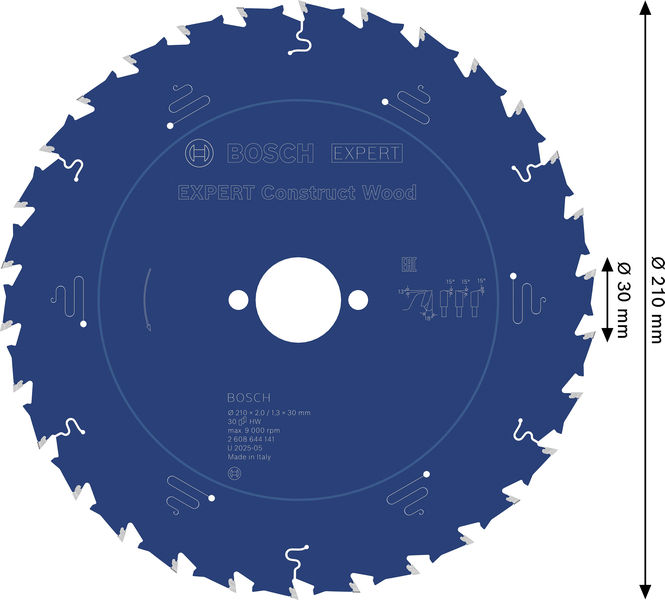 BOSCH EXPERT Construct Wood Kreissägeblatt, 210x2/1,3x30 mm, Z30 BOSCH EXPERT Construct Wood Kreissägeblatt, 210x2/1,3x30 mm, Z30