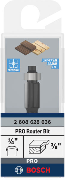 BOSCH PRO Bündigfräser mit untenlieg. Führungskugellager, Ø 3/8"xL 17/32", Schaft 1/4" BOSCH PRO Bündigfräser mit untenlieg. Führungskugellager, Ø 3/8"xL 17/32", Schaft 1/4"