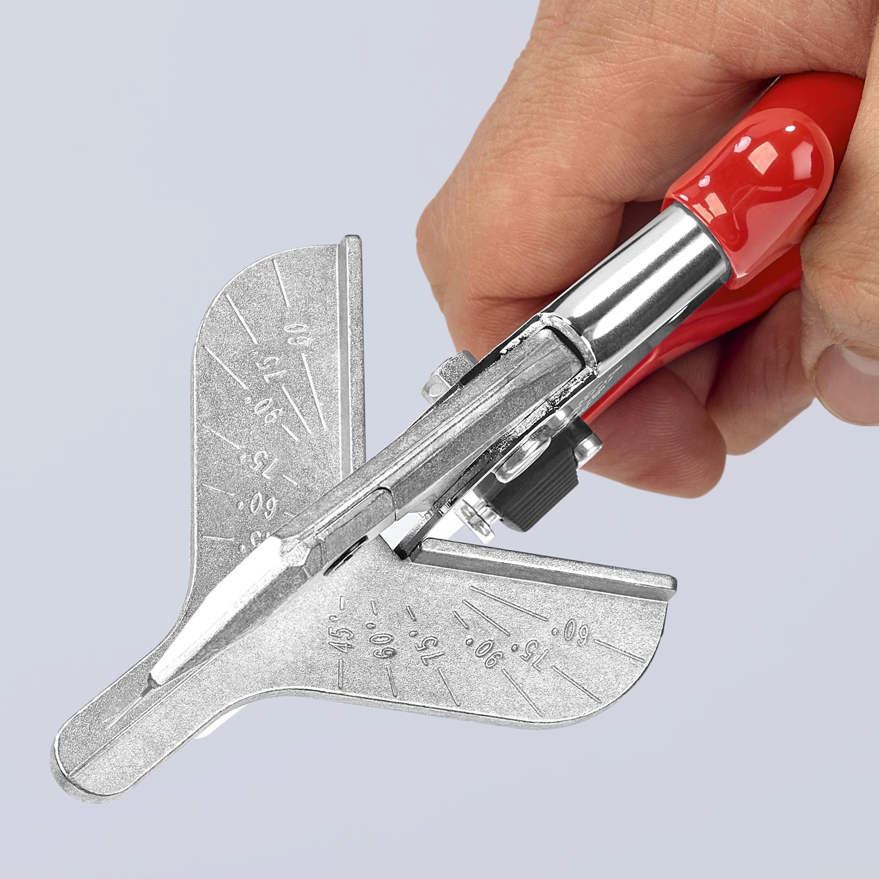 KNIPEX Gehrungsschere für Kunststoff- und Gummiprofile 215 mm verchromt mit Kunststoff-Hüllen