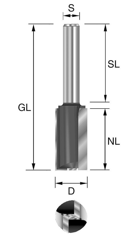 Brück HW-Nutfräser Typ 228 Z2 D3, NL8, GL45 Brück HW-Nutfräser Typ 228 Z2 D3, NL8, GL45