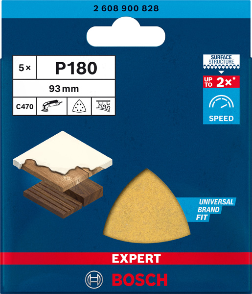 BOSCH EXPERT C470 Deltaschleifblatt, 93mm, K180, 6 Löcher, 5-tlg. BOSCH EXPERT C470 Deltaschleifblatt, 93mm, K180, 6 Löcher, 5-tlg.