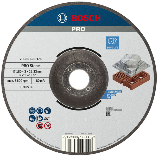 BOSCH PRO Stone Trennscheibe, 180 x 3 x 22.23 mm, gekröpft