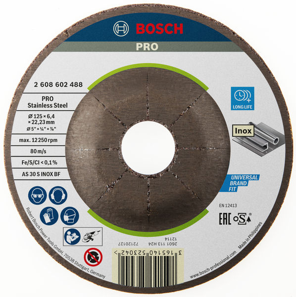 BOSCH PRO Stainless Steel Schruppscheibe, 125 x 6 x 22,23 mm BOSCH PRO Stainless Steel Schruppscheibe, 125 x 6 x 22,23 mm