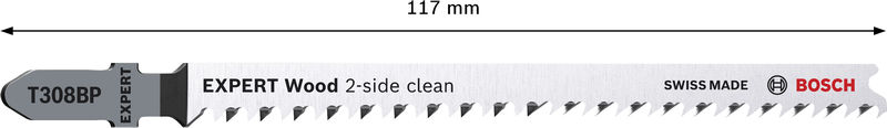 BOSCH EXPERT Hardwood 2-side clean T308BP Stichsägeblatt, 3-tlg. BOSCH EXPERT Hardwood 2-side clean T308BP Stichsägeblatt, 3-tlg.
