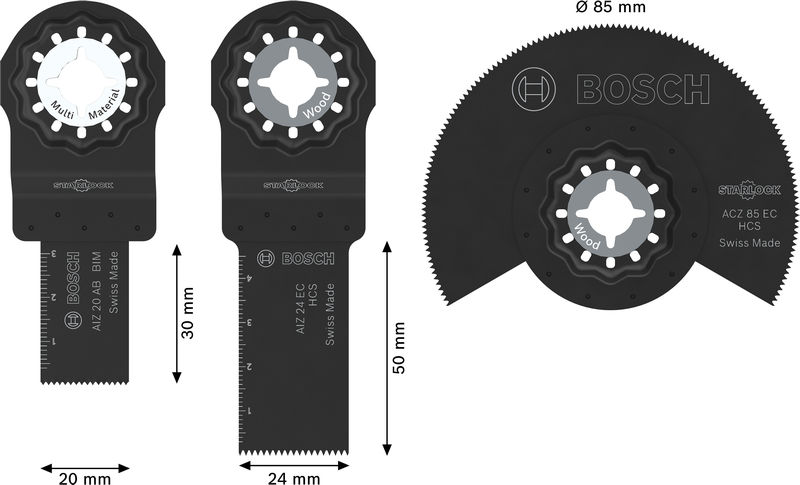 BOSCH Holz- und Weichmetall-Blatt-Set für oszillierende Multifunktionswerkzeuge,3-tlg.
