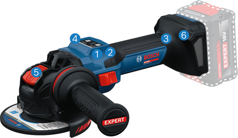 BOSCH EXPERT Akku-Winkelschleifer EXWX18V-15S, 2 x EXBA18V-80