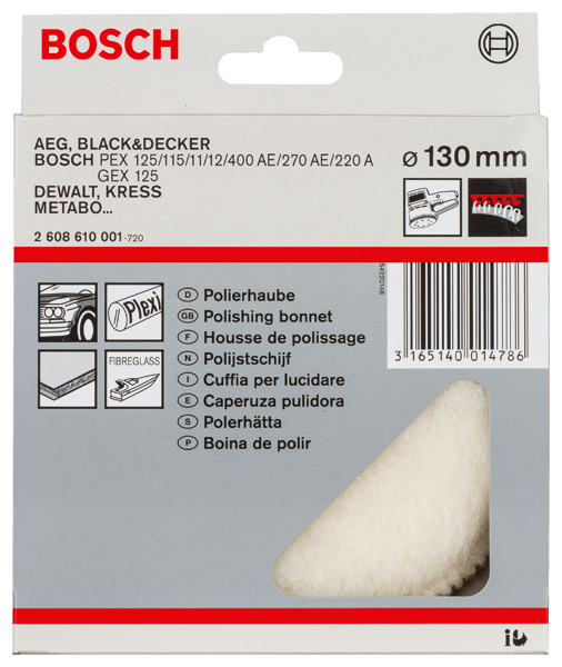 BOSCH Lammwollhaube für Exzenterschleifer, 130 mm, Klett, 1er-Pack BOSCH Lammwollhaube für Exzenterschleifer, 130 mm, Klett, 1er-Pack