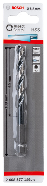BOSCH HSS Spiralbohrer mit Sechskantschaft 6,8 mm