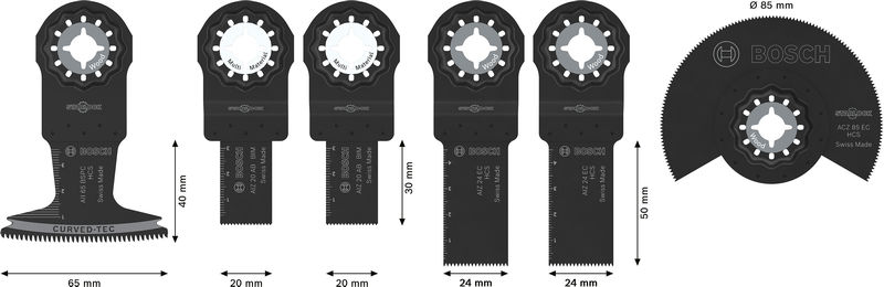 BOSCH Holz- und Weichmetall-Blatt-Set für oszillierende Multifunktionswerkzeuge,6-tlg. BOSCH Holz- und Weichmetall-Blatt-Set für oszillierende Multifunktionswerkzeuge,6-tlg.