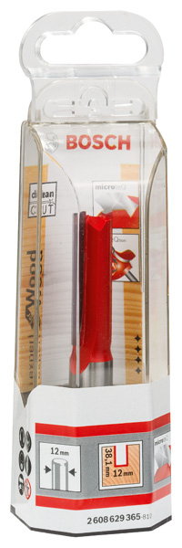 BOSCH Nutfräser Expert for Wood, Carbide, 12 mm, D1 12 mm, L 38,1 mm, G 80 mm