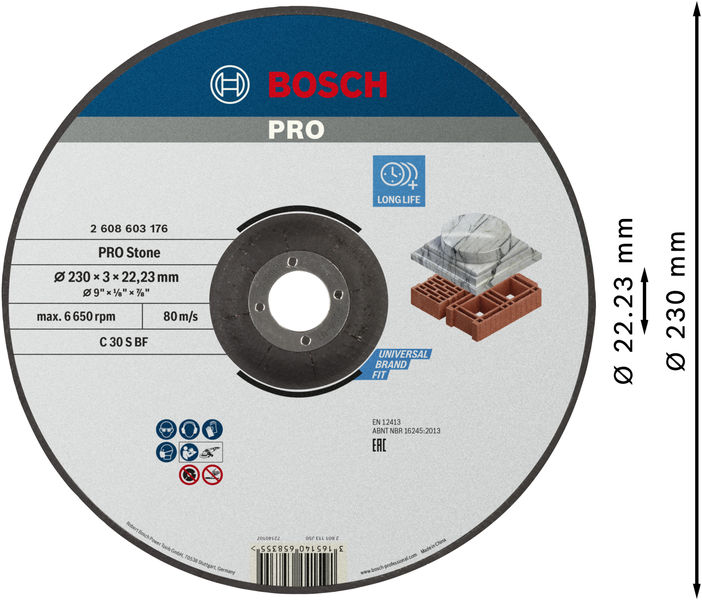 BOSCH PRO Stone Trennscheibe, 230 x 3 x 22.23 mm, gekröpft