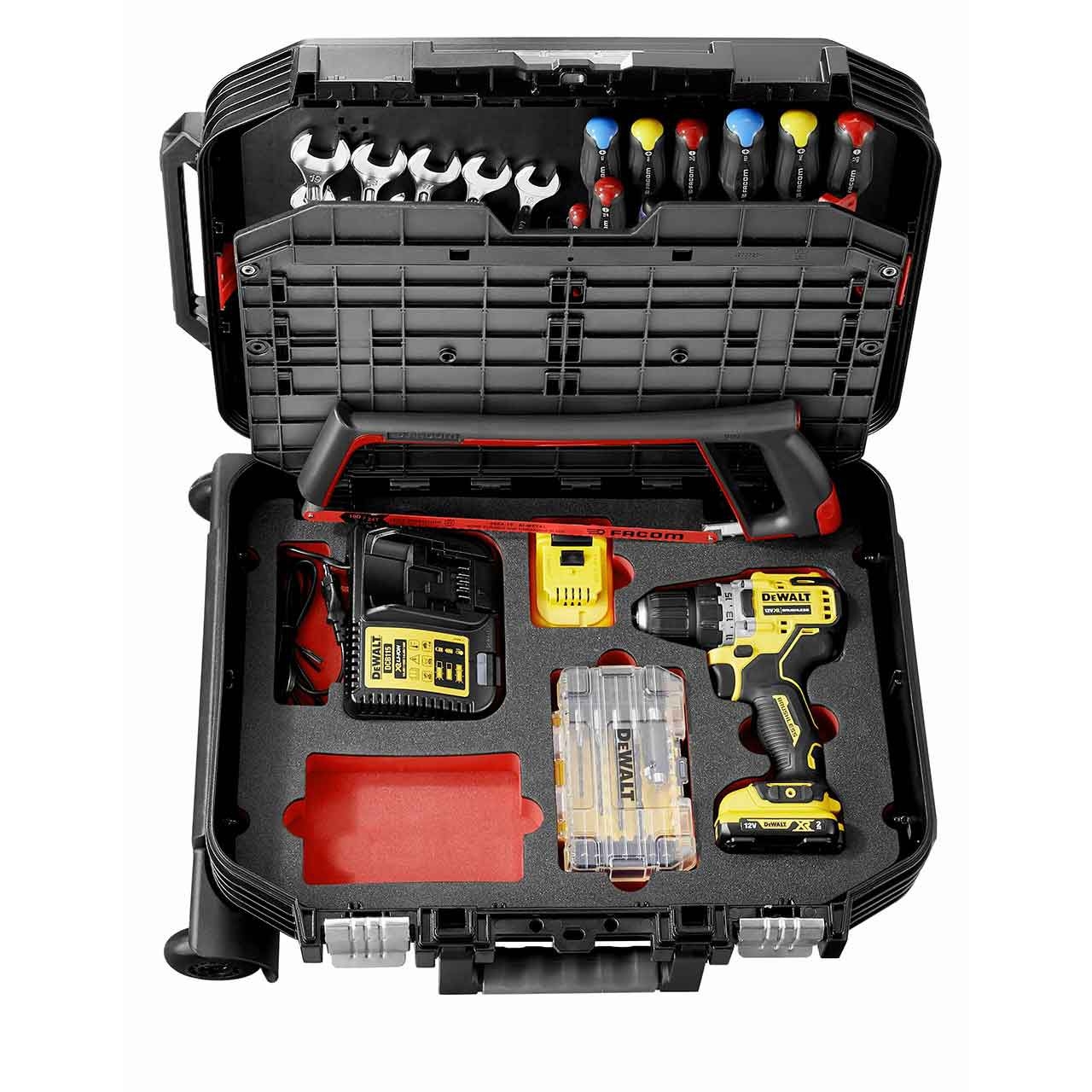 FACOM Werkzeug-Set inkl. DeWalt Akku-Bohrschrauber, 68-teilig FACOM Werkzeug-Set inkl. DeWalt Akku-Bohrschrauber, 68-teilig