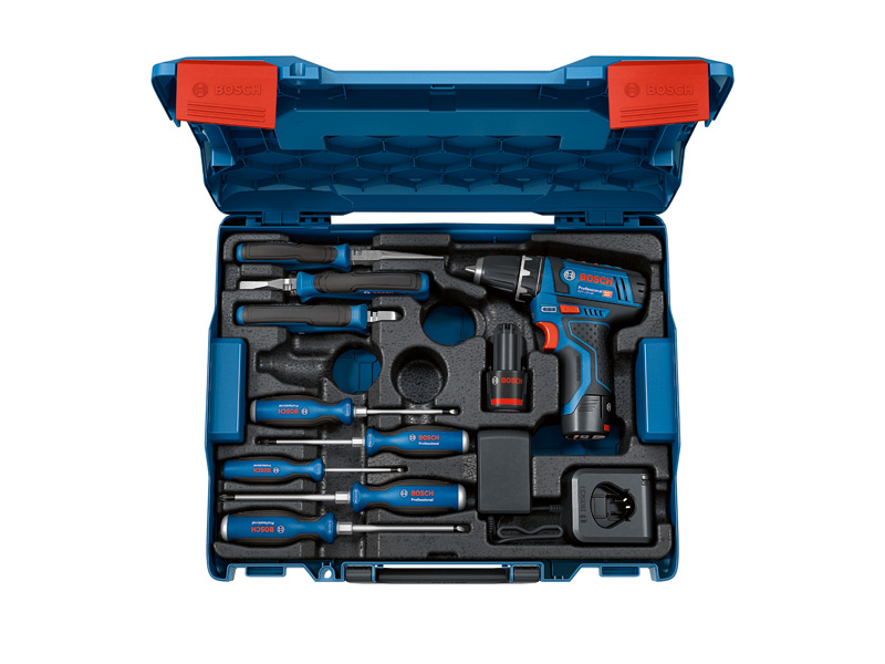 BOSCH Combo Kit GSR 12V-15 Professional und Handwerkzeuge BOSCH Combo Kit GSR 12V-15 Professional und Handwerkzeuge