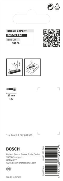 BOSCH PRO Torx Impact Bit, T30, 25 mm, 8-tlg.