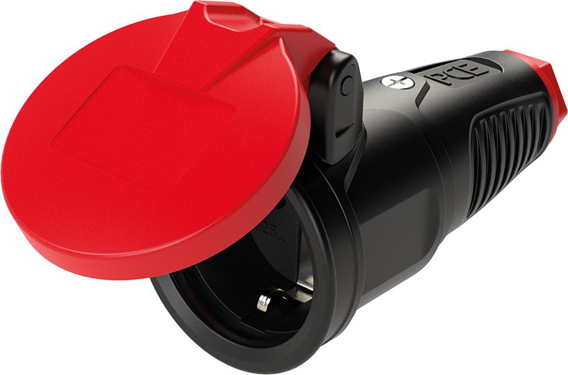 PCE Schutzkontaktkupplung IP54 Vollgummi+Klappdeck.16A / 250V AC / 3p (2P+E) PCE Schutzkontaktkupplung IP54 Vollgummi+Klappdeck.16A / 250V AC / 3p (2P+E)