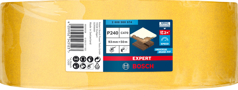 BOSCH EXPERT C470 Schleifrolle, 93mmx50m, K240, keine Löcher BOSCH EXPERT C470 Schleifrolle, 93mmx50m, K240, keine Löcher