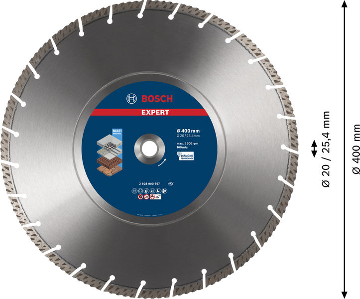 BOSCH EXPERT Multi Material Diamanttrennscheibe, 400x20/25,40 mm BOSCH EXPERT Multi Material Diamanttrennscheibe, 400x20/25,40 mm