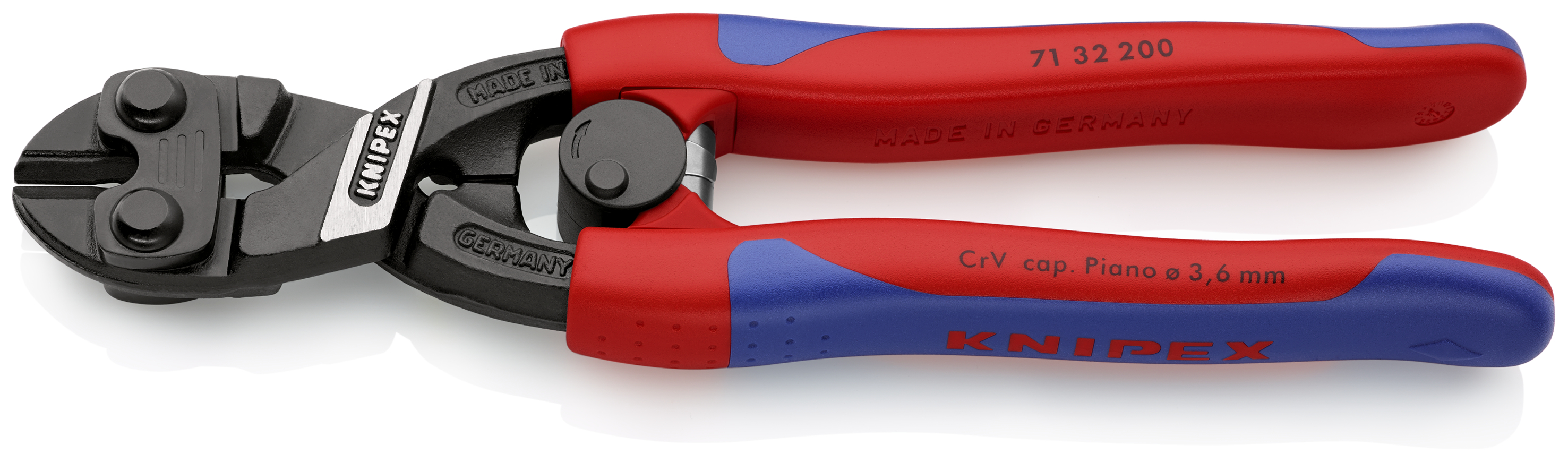 KNIPEX KNIPEX 71 32 200 CoBolt® Kompakt-Bolzenschneider 200 mm schwarz atramentiert mit schlanken Mehrkomponenten-Hüllen