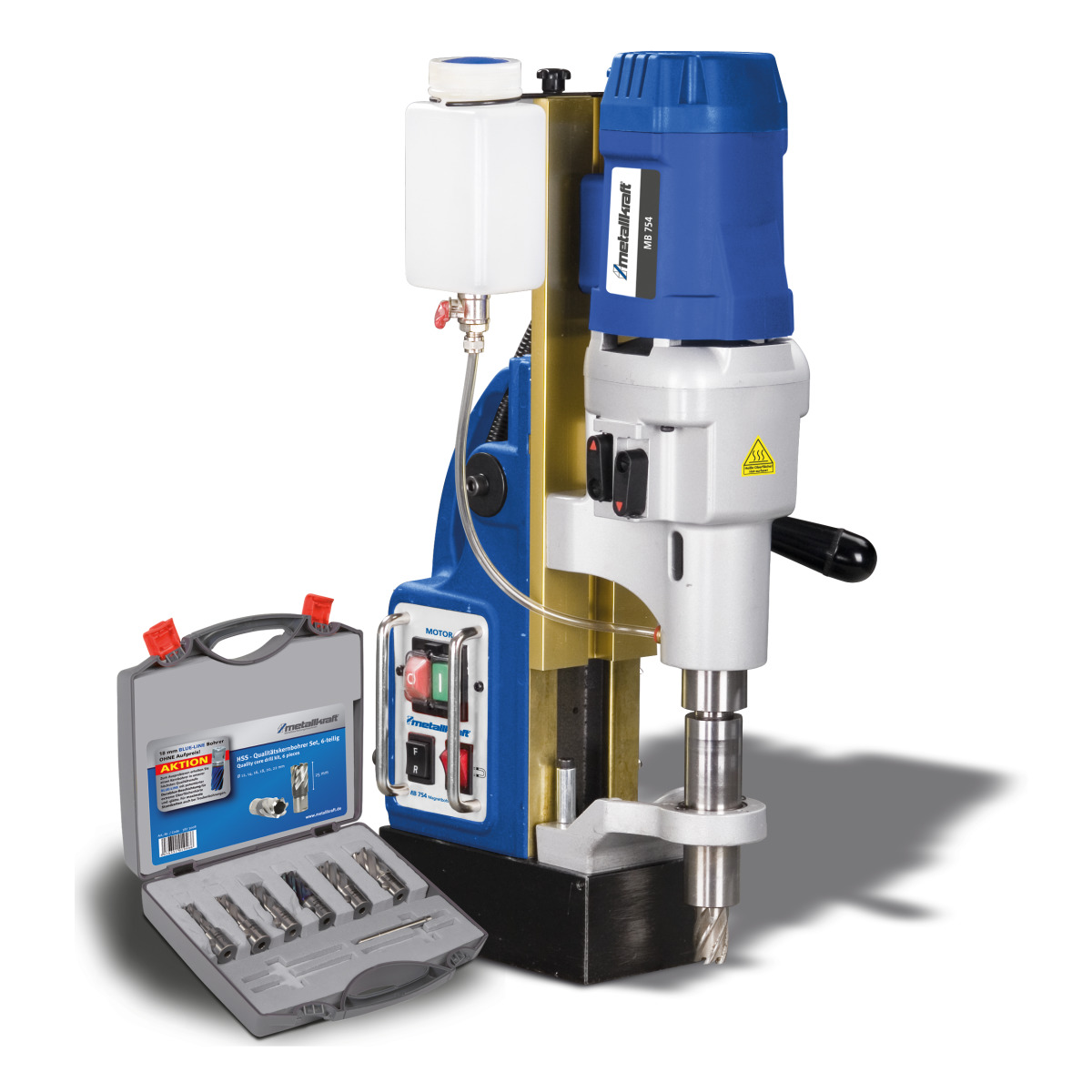 METALLKRAFT Magnetkernbohrmaschine mit Aktionsbeigabe 6-teiliges Kernbohrer-Set MB 754 Aktions-Set METALLKRAFT Magnetkernbohrmaschine mit Aktionsbeigabe 6-teiliges Kernbohrer-Set MB 754 Aktions-Set