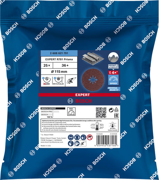BOSCH EXPERT R781 Fiberscheibe X-LOCK, 115mm, K36, 25-tlg. BOSCH EXPERT R781 Fiberscheibe X-LOCK, 115mm, K36, 25-tlg.