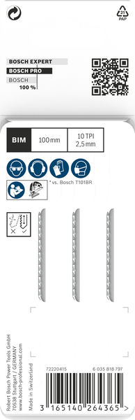 BOSCH PRO Hardwood clean reverse T101BRF Stichsägeblatt, 100 mm, 3-tlg. BOSCH PRO Hardwood clean reverse T101BRF Stichsägeblatt, 100 mm, 3-tlg.