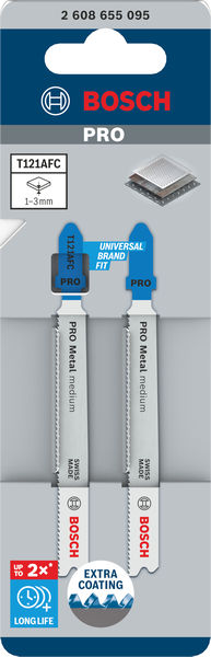 BOSCH PRO Metal medium T121AFC Stichsägeblatt, 92 mm, 2-tlg. BOSCH PRO Metal medium T121AFC Stichsägeblatt, 92 mm, 2-tlg.