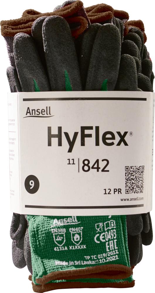 ANSELL Mehrzweckhandschuh HyFlex11-842, schwarz/grün Gr.9 Ansell