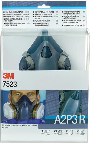 3M Maskenset 7523M mit Maske 7502, Filter A2P3R 3M Maskenset 7523M mit Maske 7502, Filter A2P3R