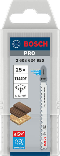 BOSCH PRO Hardwood fast T144DF Stichsägeblatt, 100 mm, 25-tlg. BOSCH PRO Hardwood fast T144DF Stichsägeblatt, 100 mm, 25-tlg.